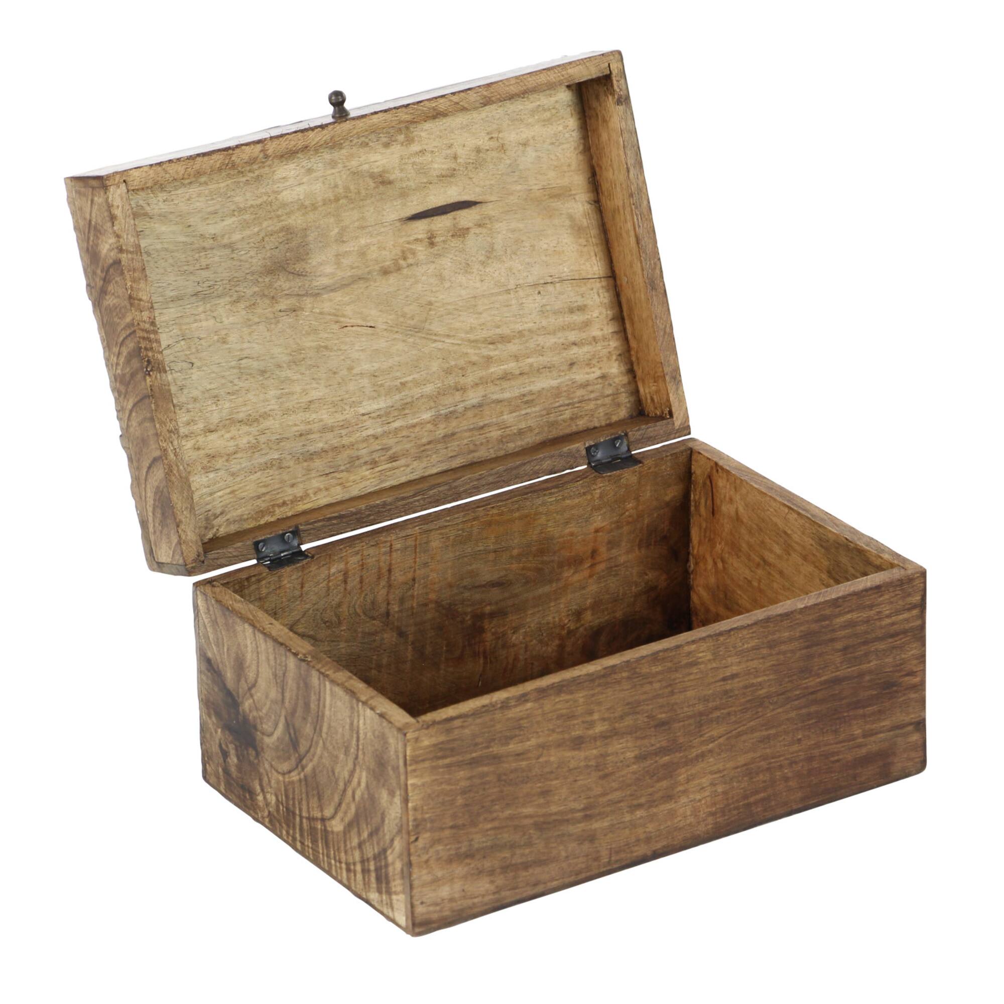 Natural Rectangular Brown Wooden Tree Decorative Box Set